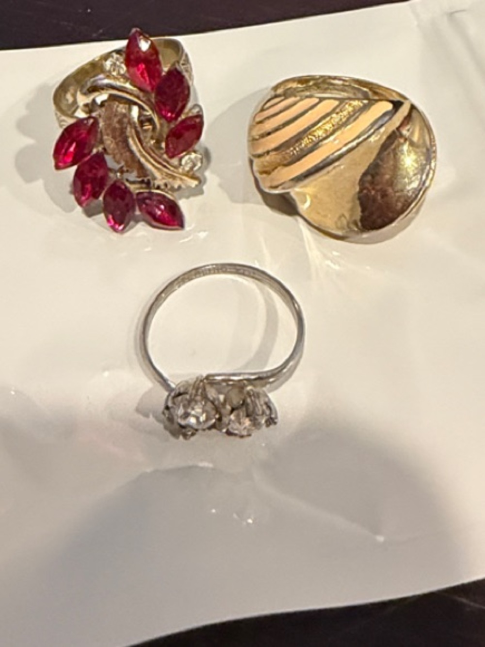 Gold Tone Red Marquise Cluster Cocktail Ring - Women’s Fashion Jewelry